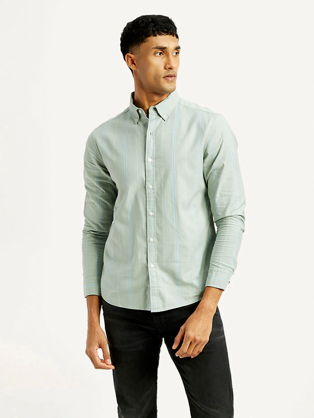 Men's Striped Slim Fit Oxford Shirt