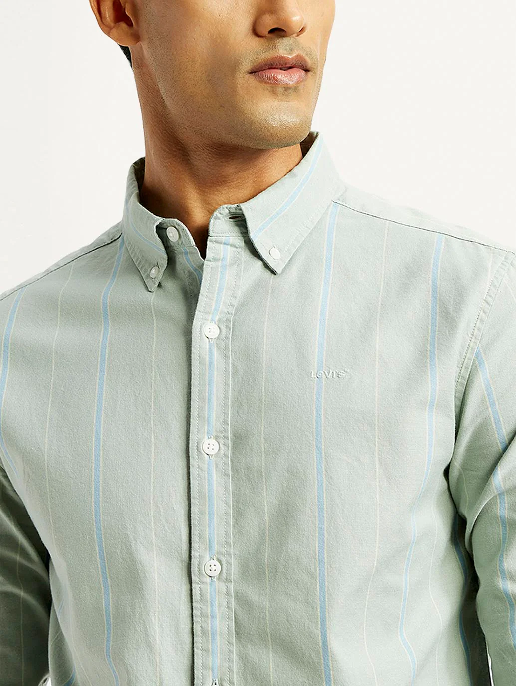 Men's Striped Slim Fit Oxford Shirt - Image 4