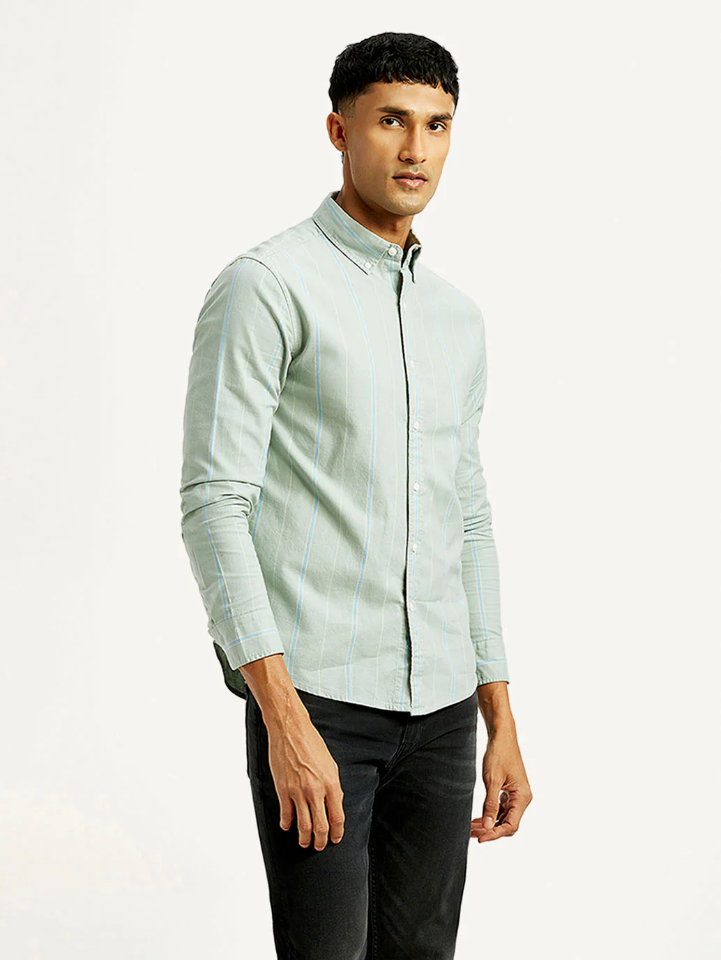 Men's Striped Slim Fit Oxford Shirt - Image 5