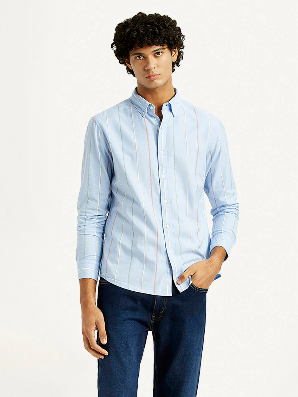 Men's Striped Slim Fit Oxford Shirt