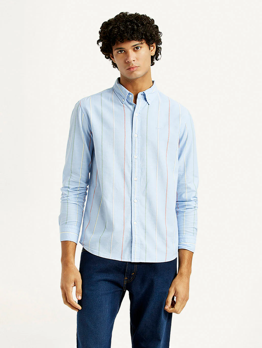 Men's Striped Slim Fit Oxford Shirt - Image 2