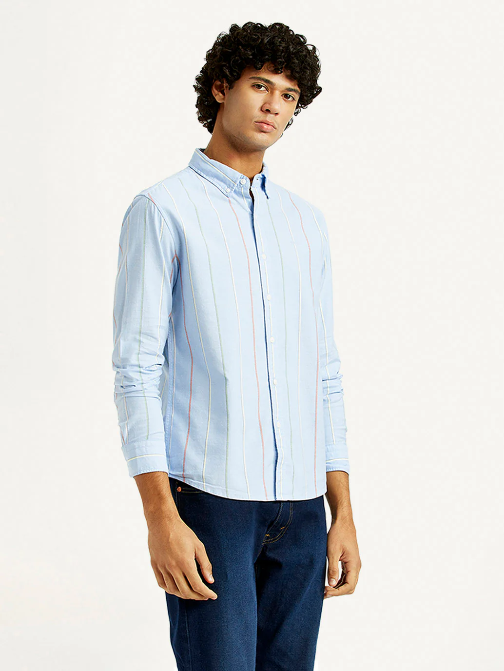 Men's Striped Slim Fit Oxford Shirt - Image 5