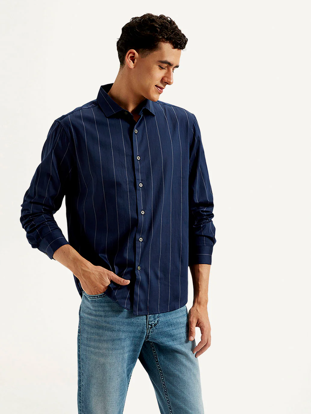 Men's Redloop Striped Slim Fit Shirt - Image 5