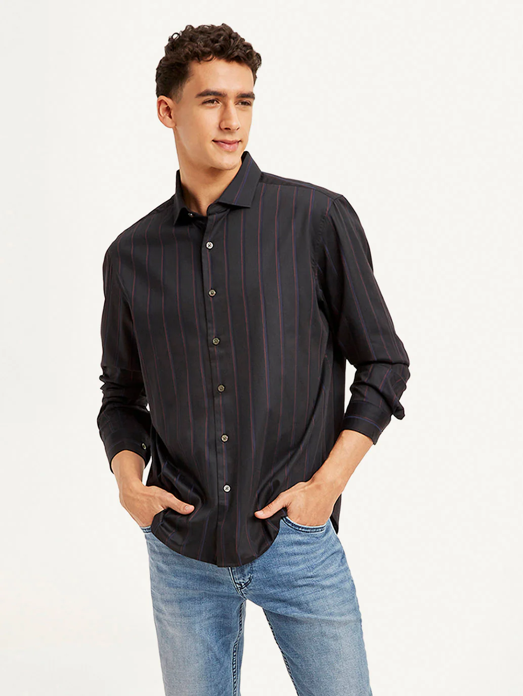 Men's Redloop Striped Slim Fit Shirt - Image 5