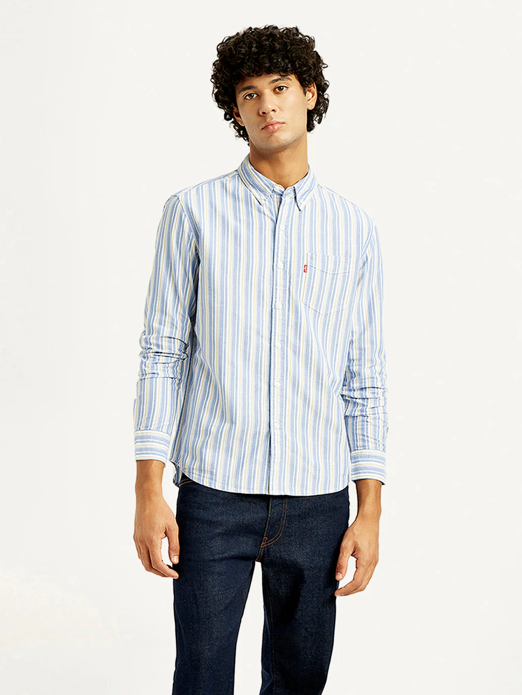 Men's Striped Slim Fit Oxford Shirt - Image 3