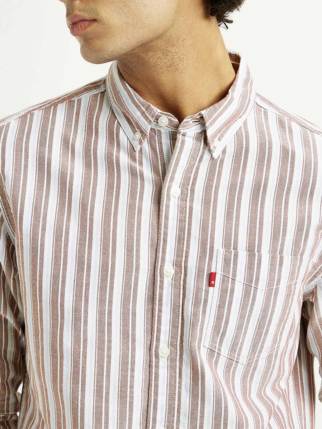 Men's Striped Slim Fit Oxford Shirt - Image 3