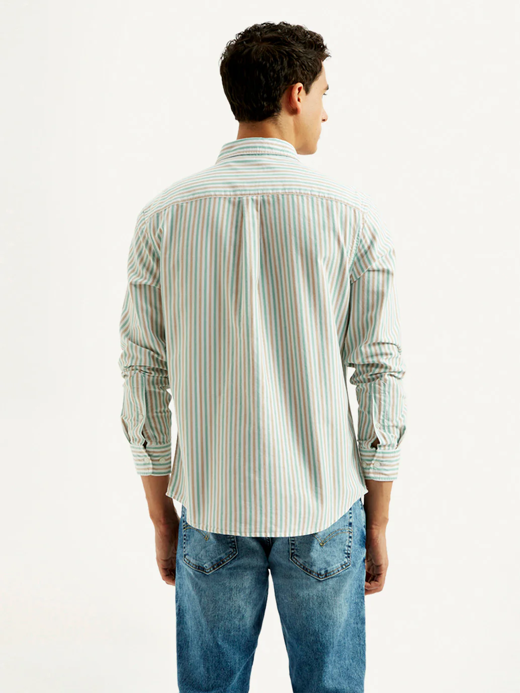 Men's Striped Slim Fit Oxford Shirt - Image 2