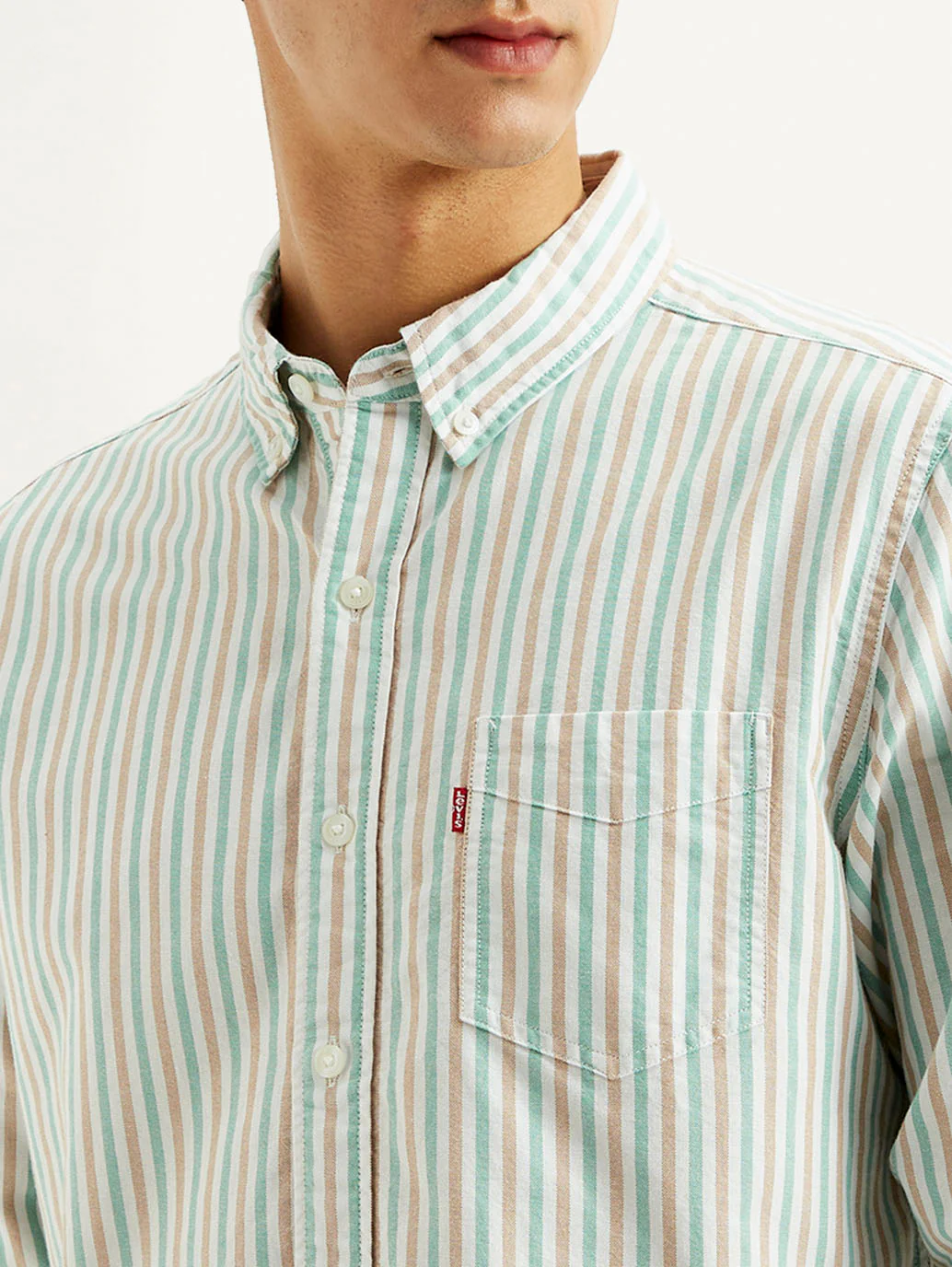 Men's Striped Slim Fit Oxford Shirt - Image 3