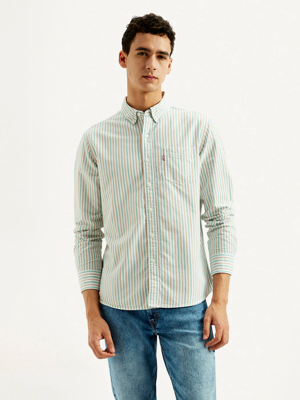 Men's Striped Slim Fit Oxford Shirt - Image 6