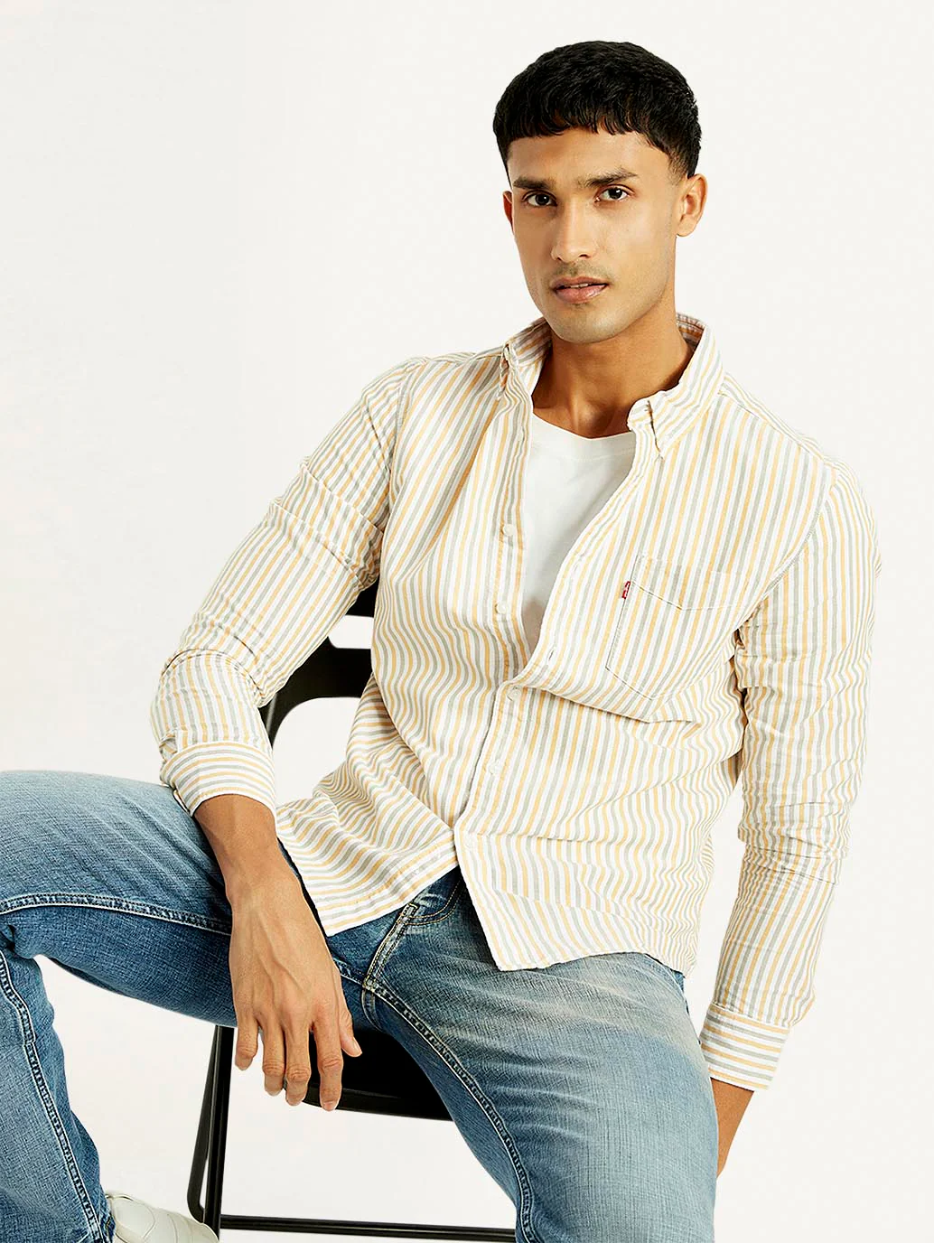 Men's Striped Slim Fit Oxford Shirt