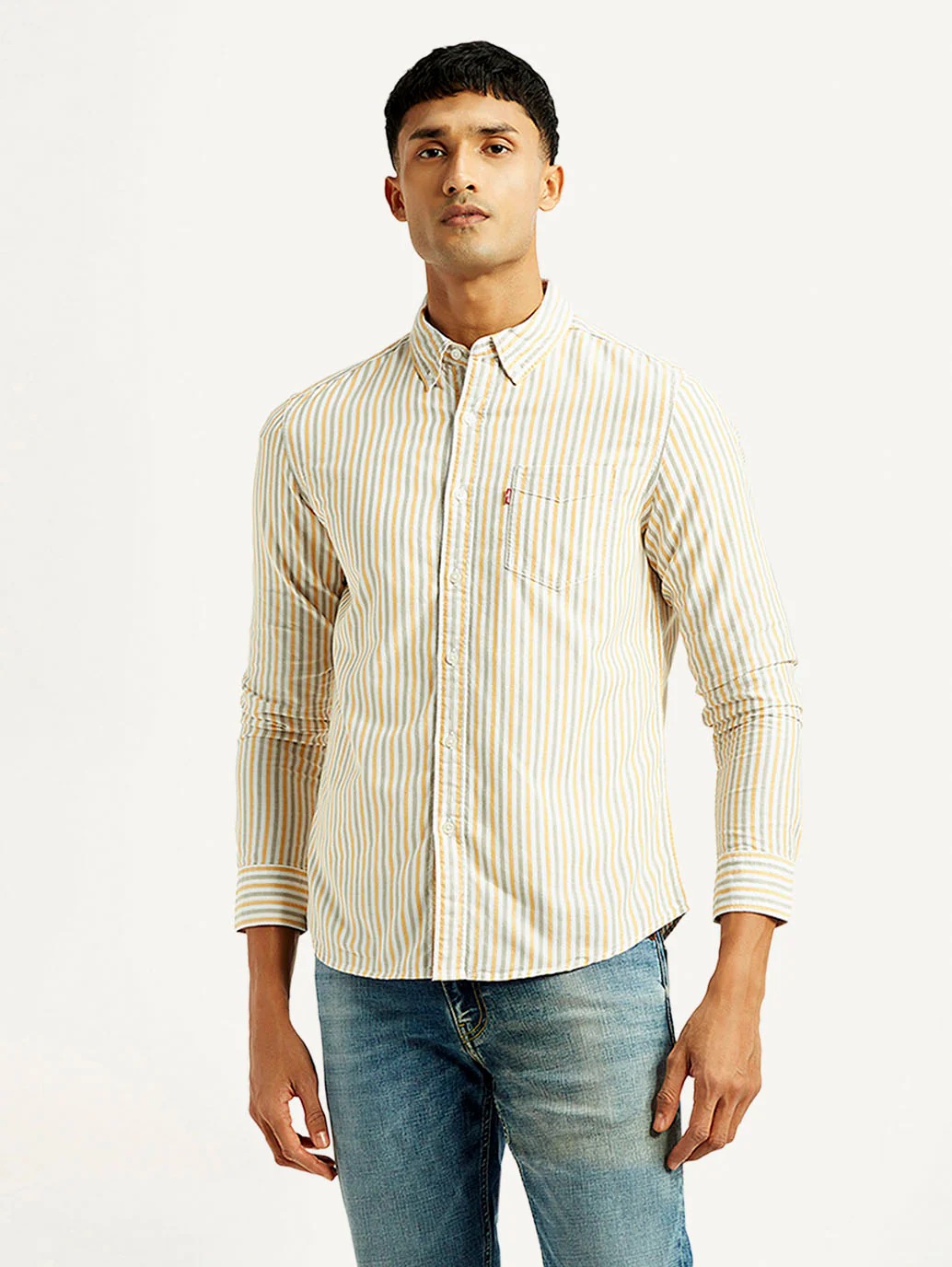 Men's Striped Slim Fit Oxford Shirt - Image 2