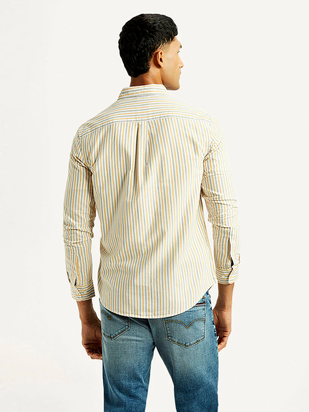 Men's Striped Slim Fit Oxford Shirt - Image 3