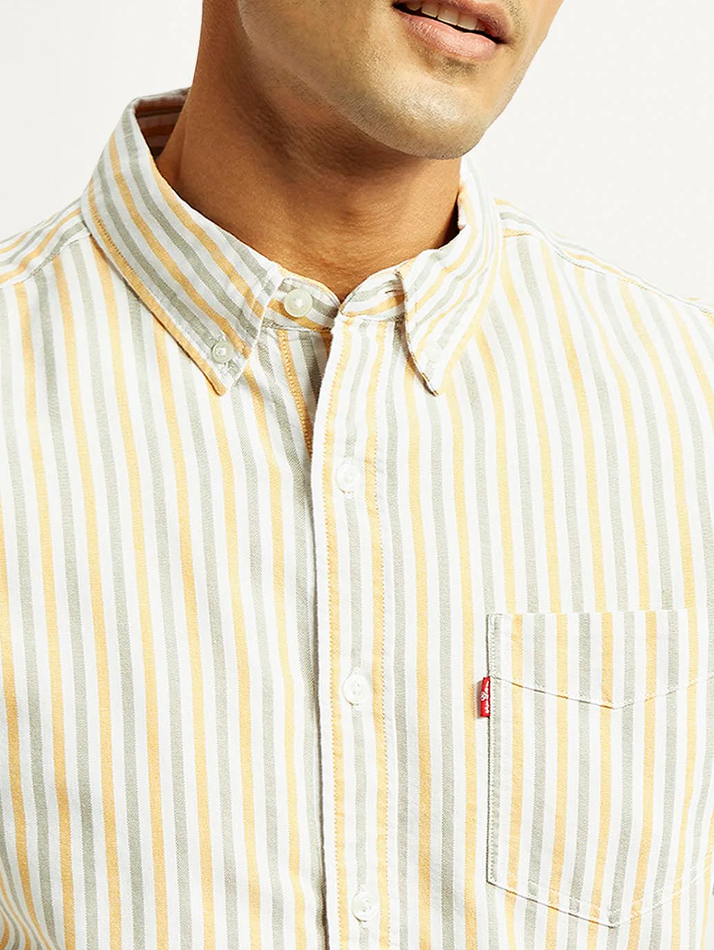 Men's Striped Slim Fit Oxford Shirt - Image 4