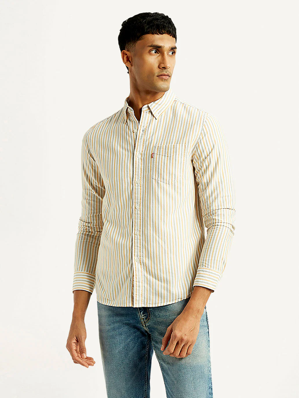 Men's Striped Slim Fit Oxford Shirt - Image 5