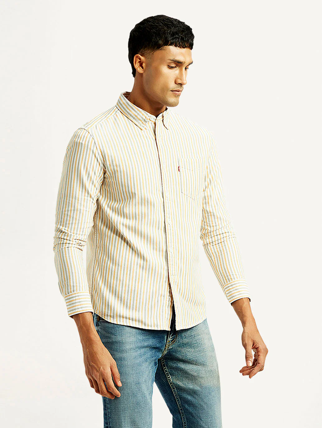 Men's Striped Slim Fit Oxford Shirt - Image 6
