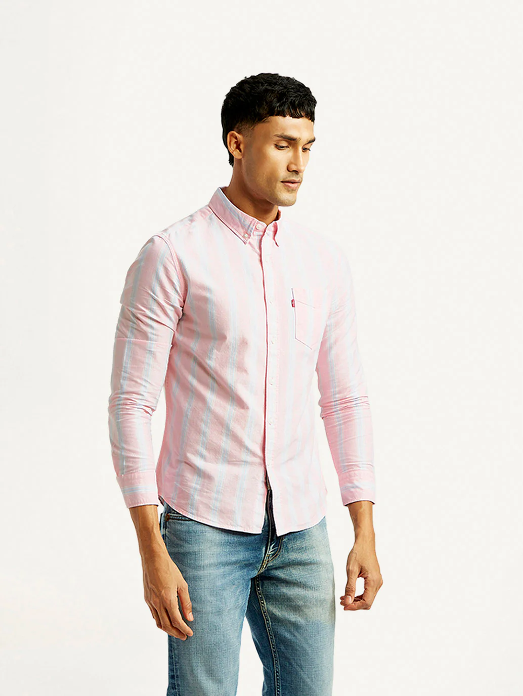 Men's Striped Slim Fit Oxford Shirt - Image 5