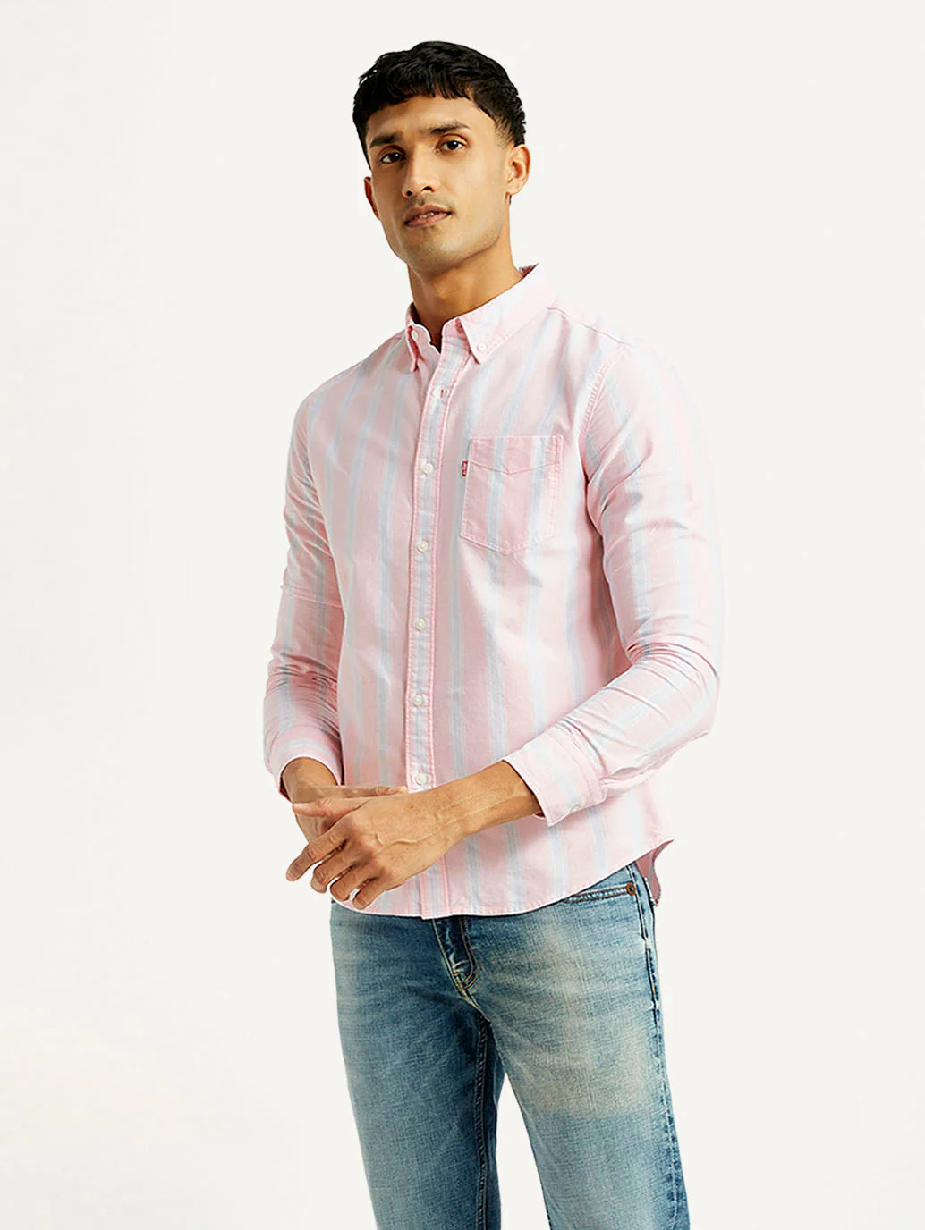 Men's Striped Slim Fit Oxford Shirt - Image 6