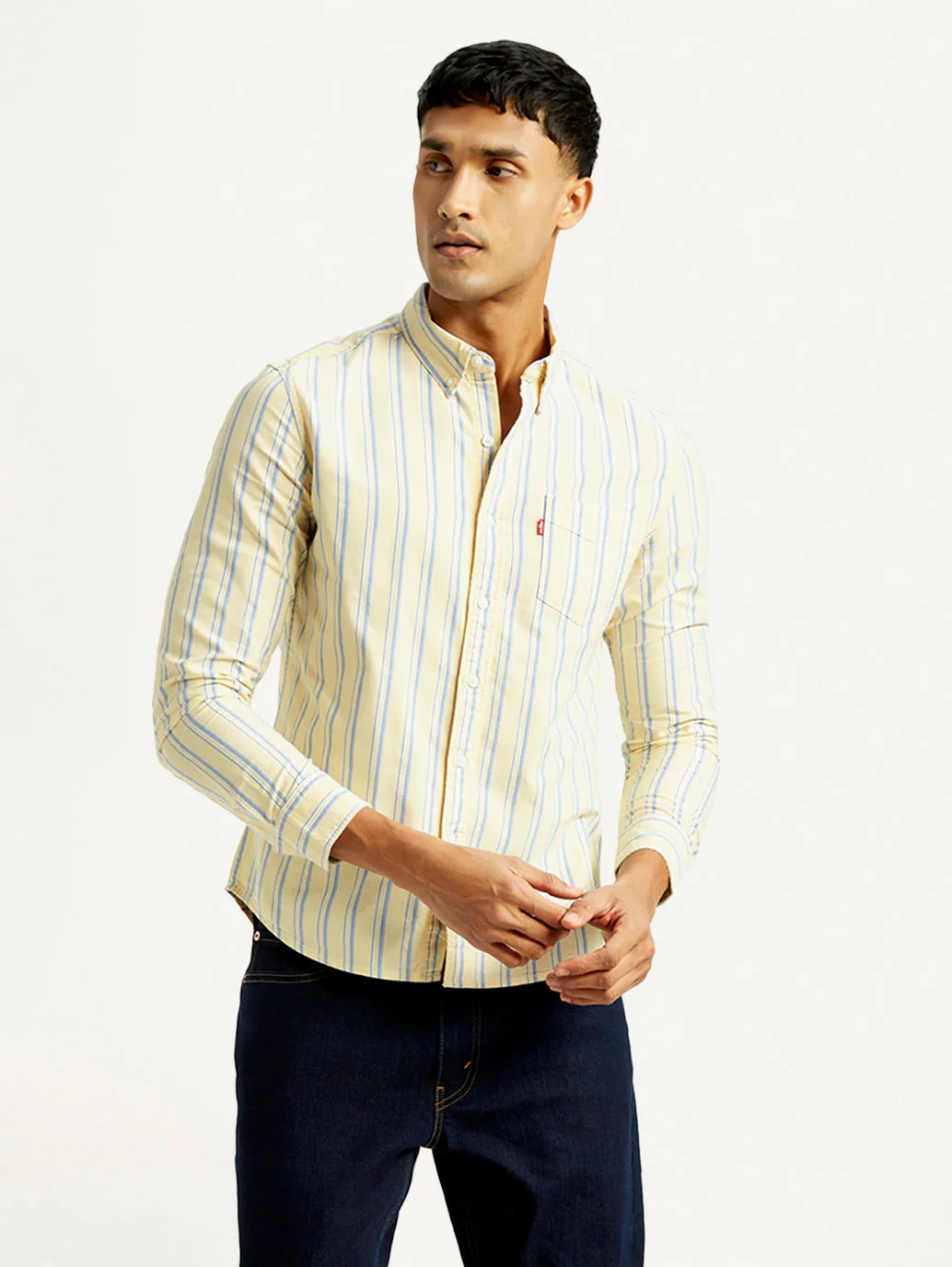 Men's Striped Slim Fit Oxford Shirt - Image 2
