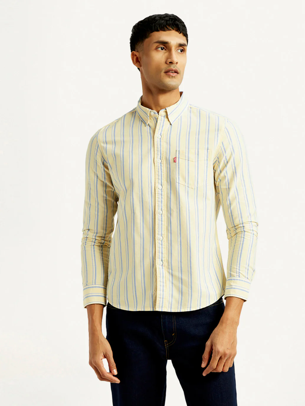 Men's Striped Slim Fit Oxford Shirt - Image 3