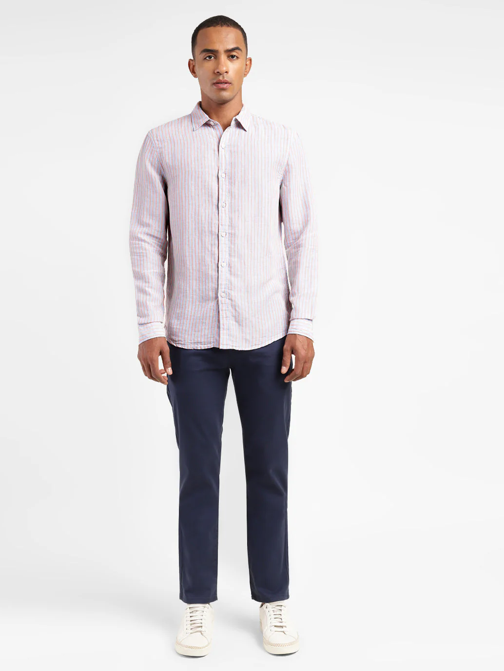 Men's Striped Slim Fit Linen Shirt - Image 5