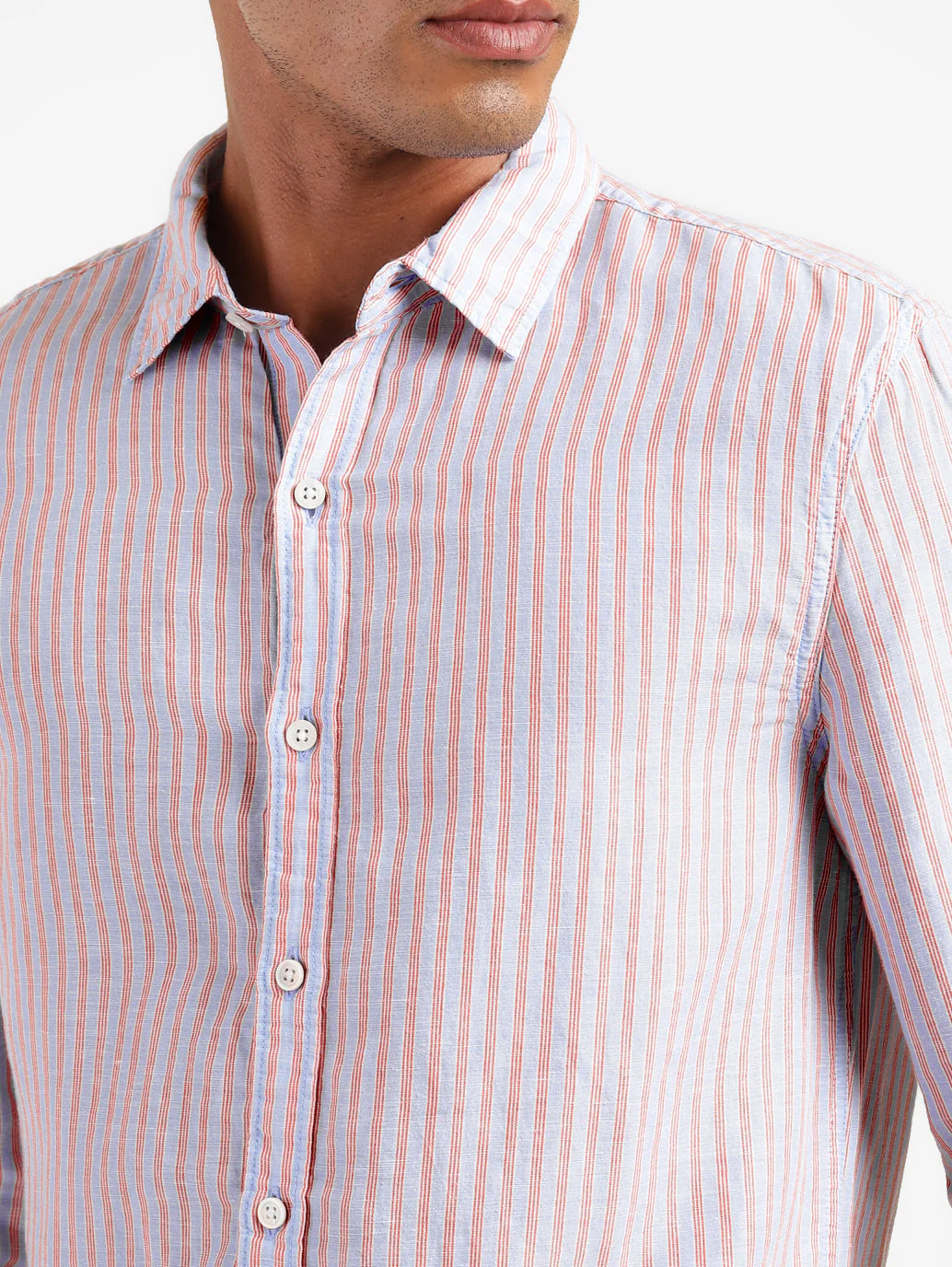 Men's Striped Slim Fit Linen Shirt - Image 6