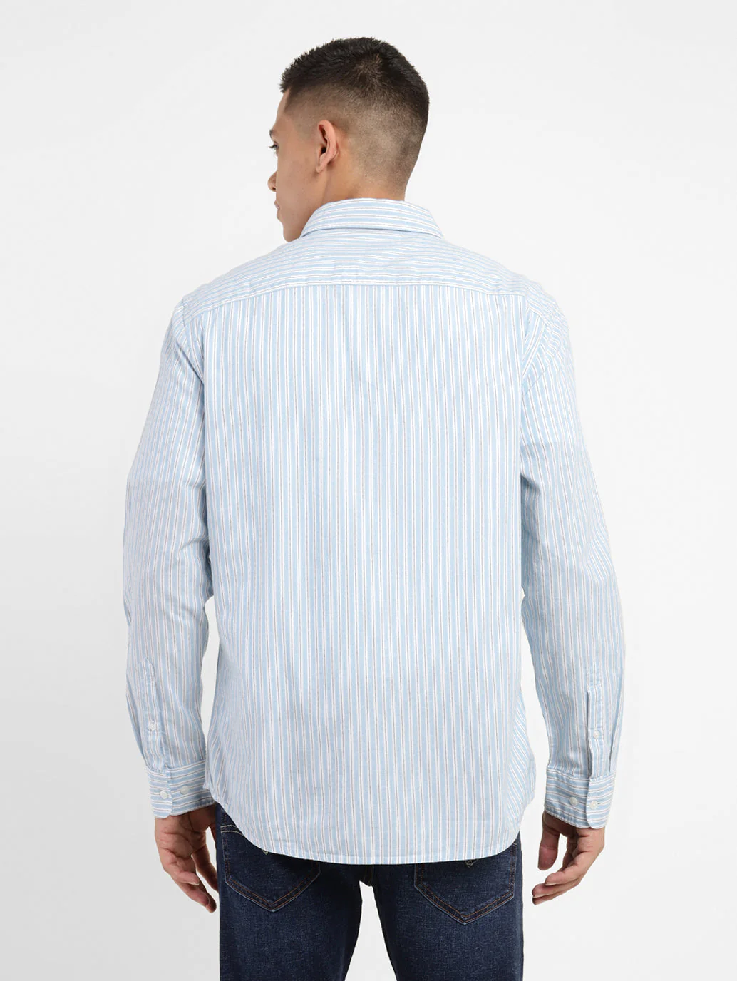 Men's Striped Spread Collar Shirt - Image 3