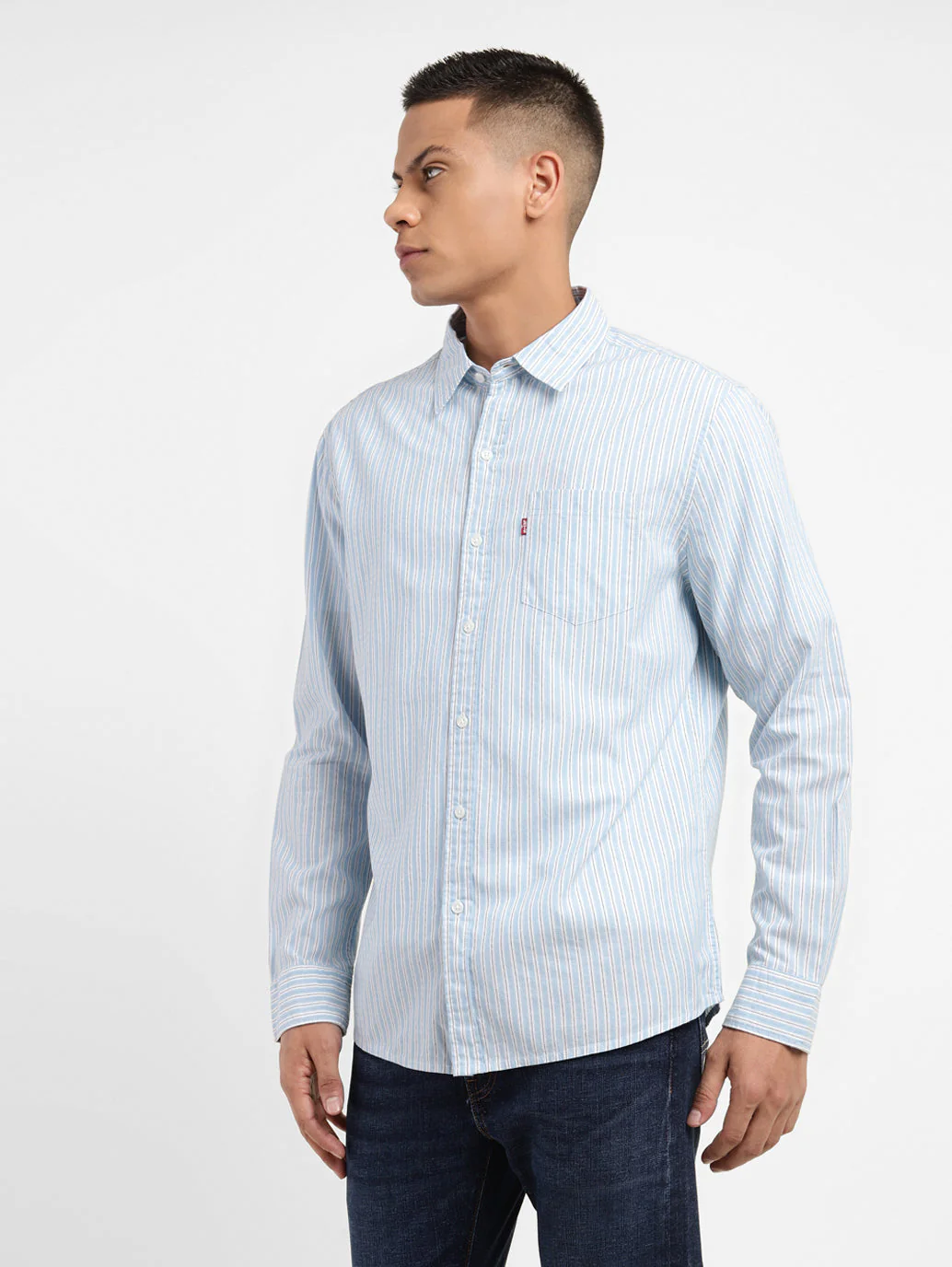 Men's Striped Spread Collar Shirt - Image 4