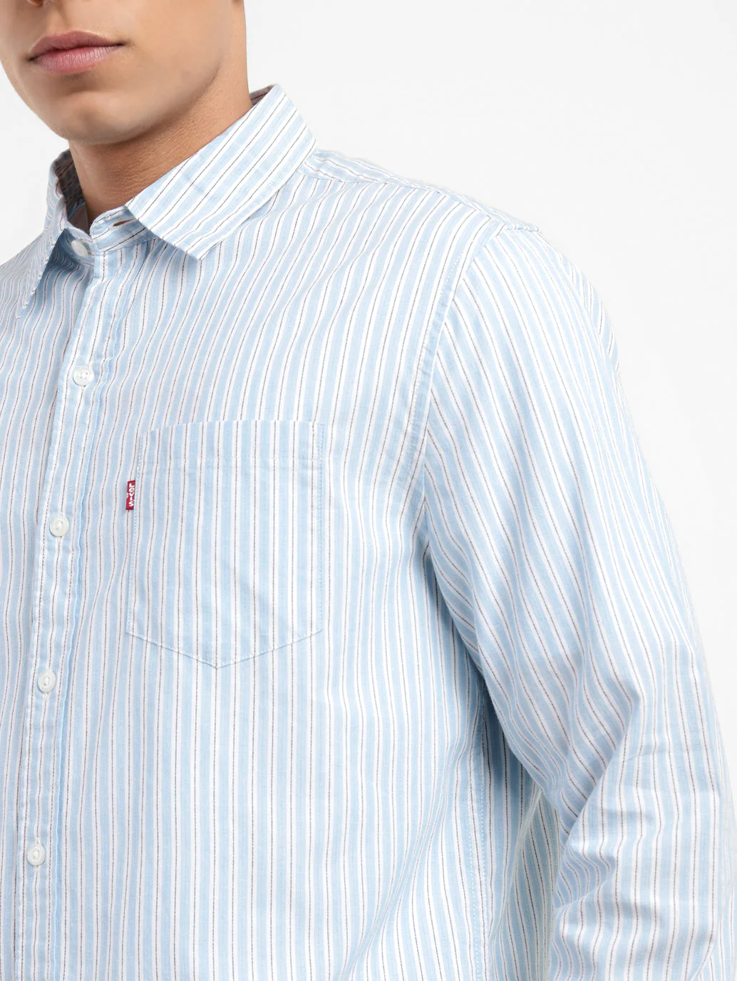 Men's Striped Spread Collar Shirt - Image 5