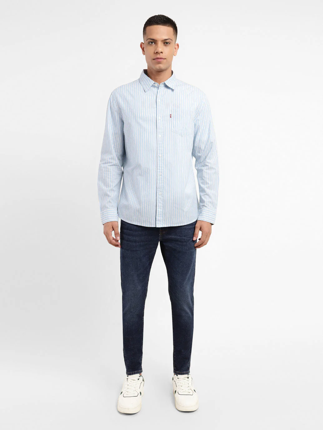 Men's Striped Spread Collar Shirt - Image 6