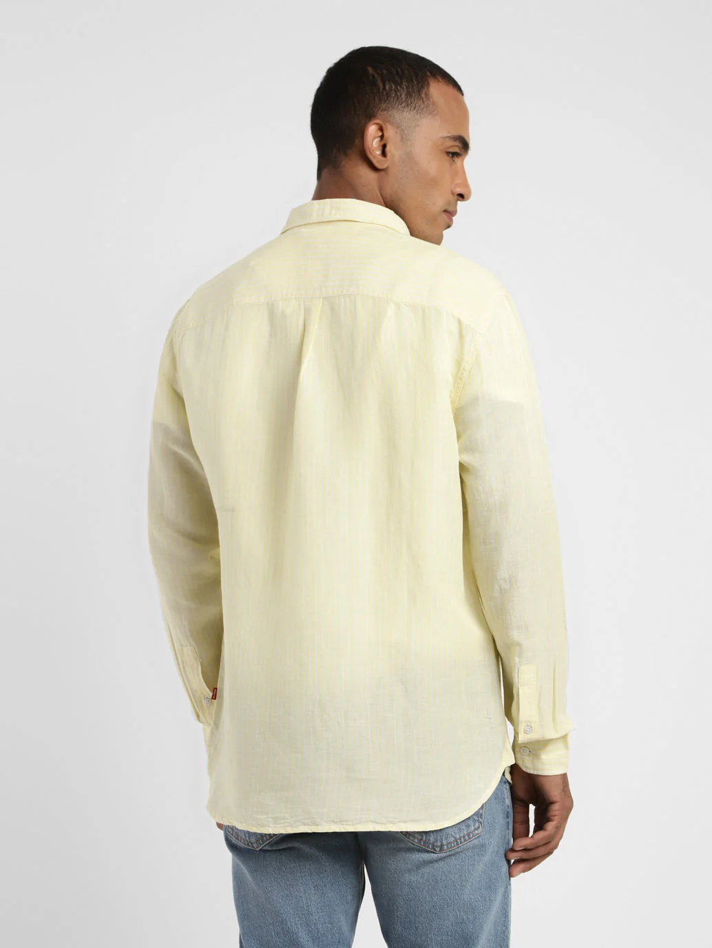 Men's Solid Spread Collar Linen Shirt - Image 3