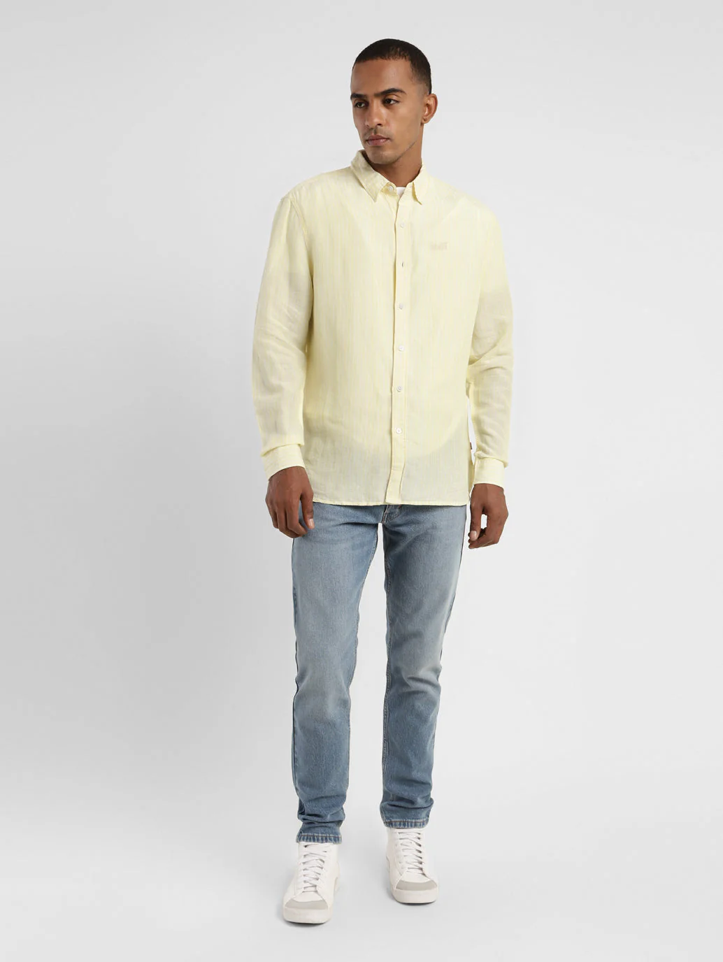 Men's Solid Spread Collar Linen Shirt - Image 6