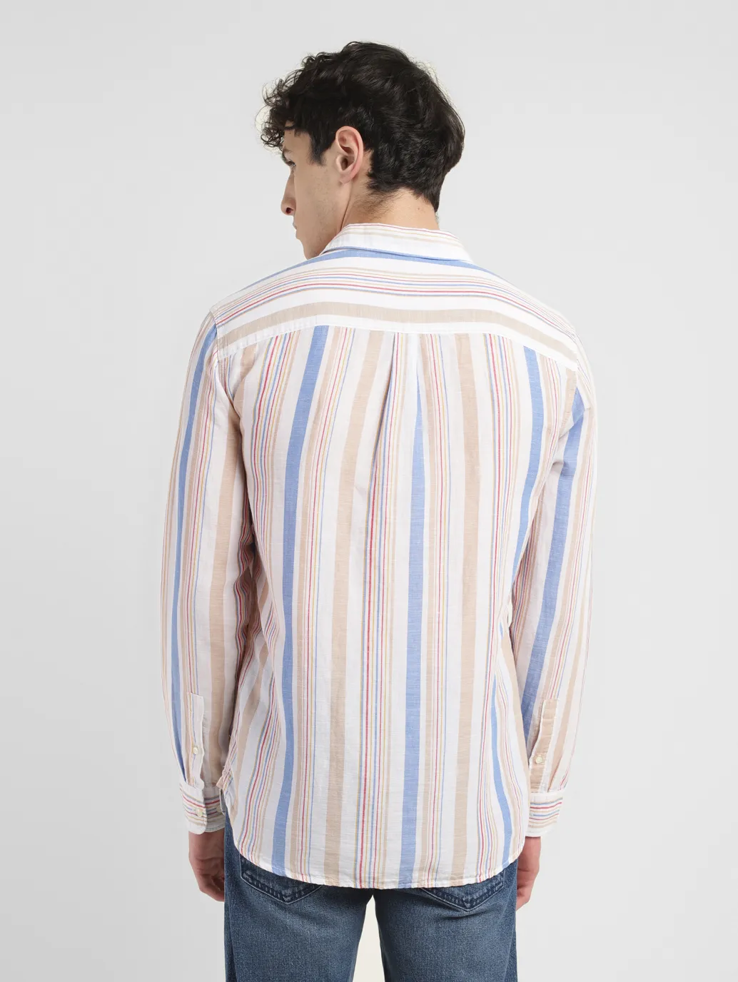 Men's Striped Slim Fit Linen Shirt - Image 3