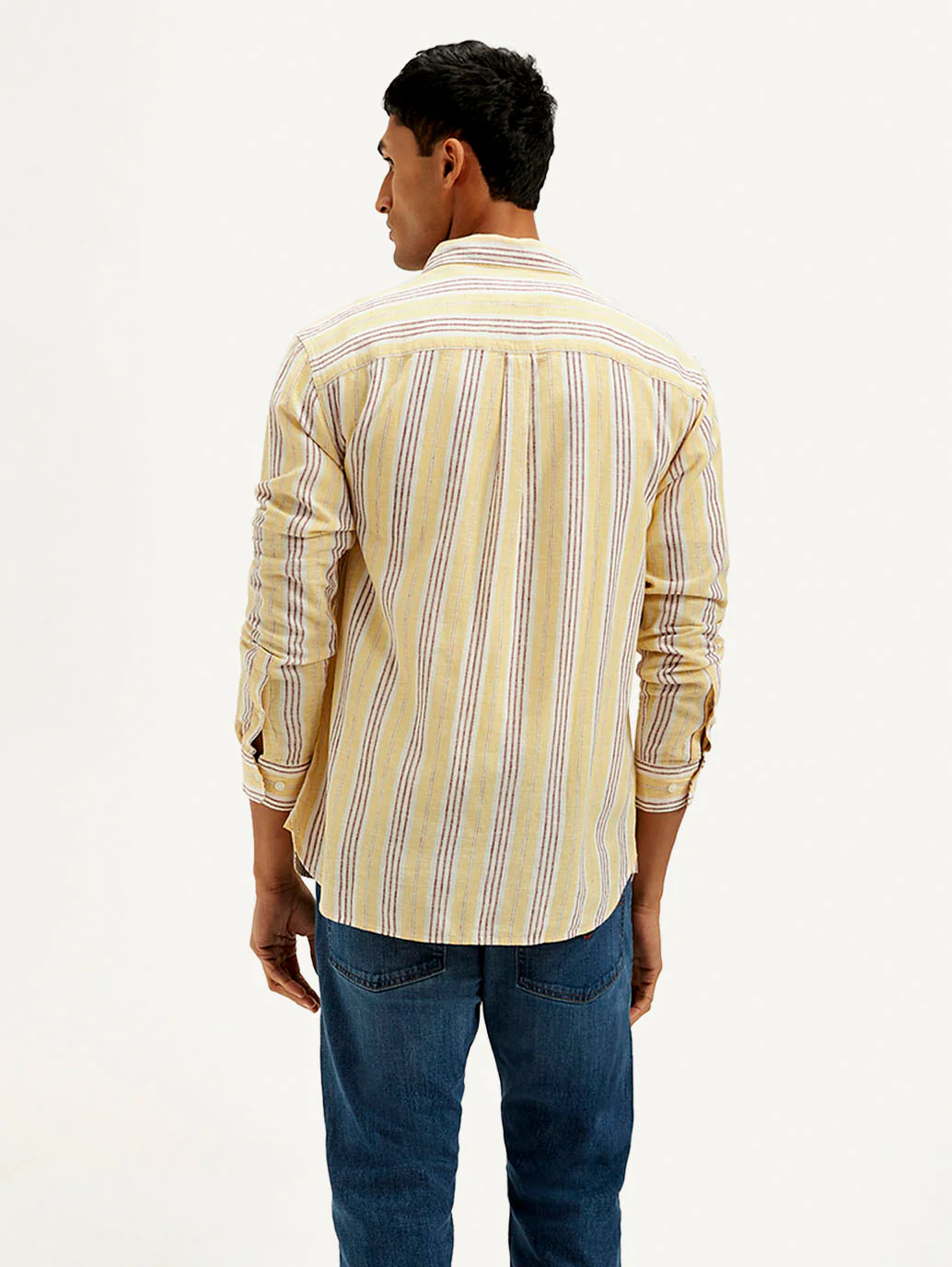 Men's Striped Slim Fit Linen Shirt - Image 3