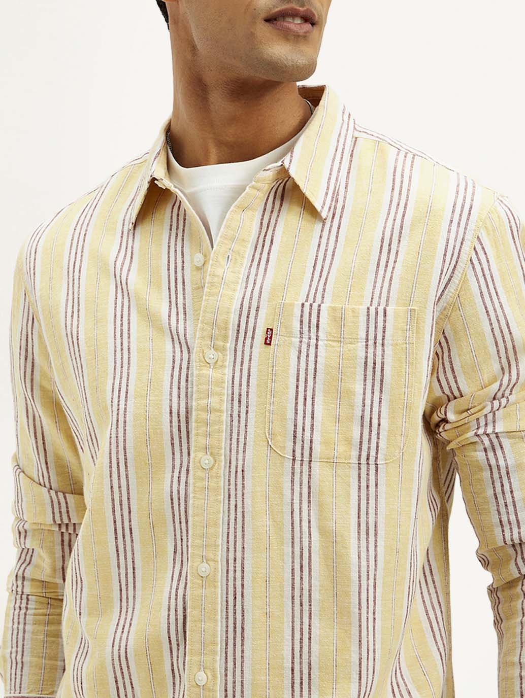 Men's Striped Slim Fit Linen Shirt - Image 4