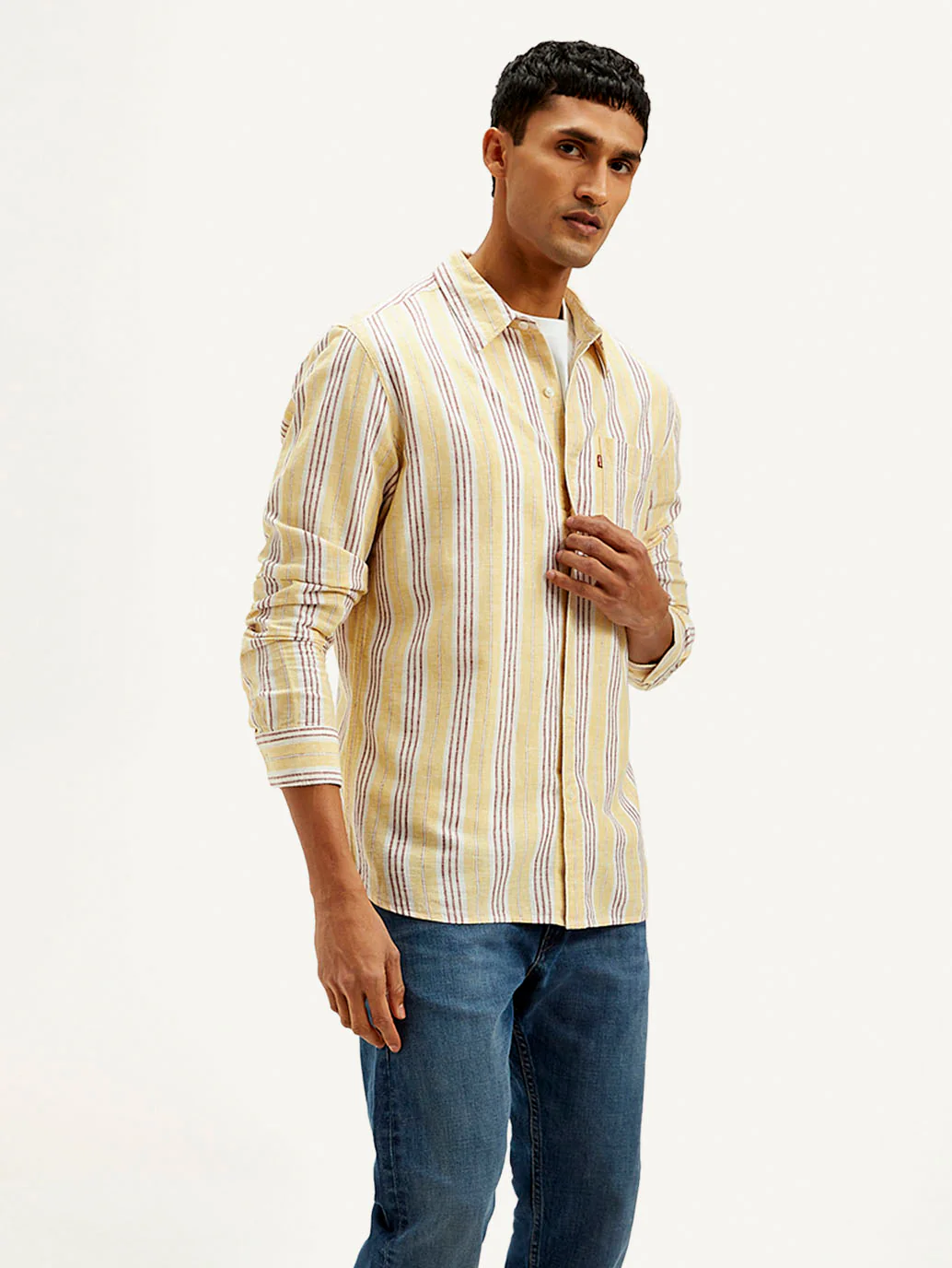 Men's Striped Slim Fit Linen Shirt - Image 5
