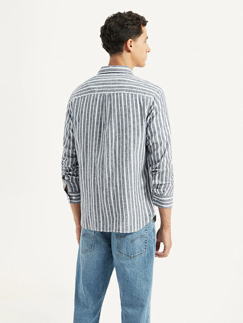Men's Striped Slim Fit Linen Shirt - Image 3