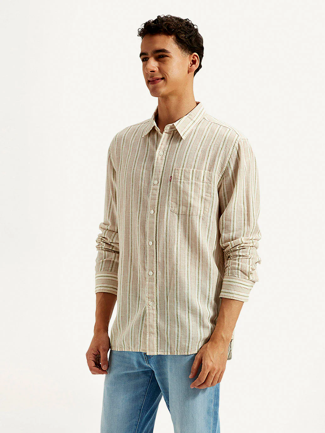 Men's Striped Slim Fit Linen Shirt - Image 5