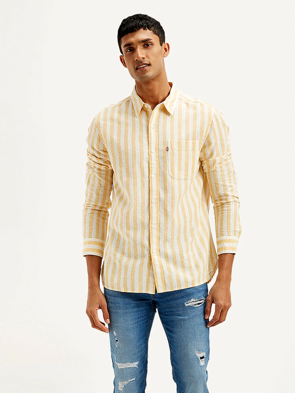 Men's Striped Slim Fit Linen Shirt - Image 2