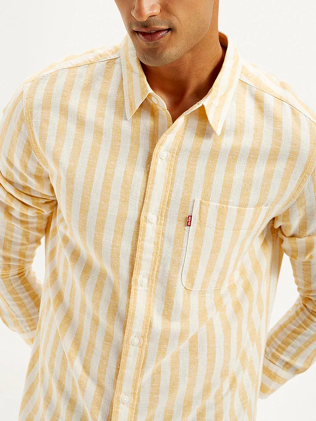 Men's Striped Slim Fit Linen Shirt - Image 4