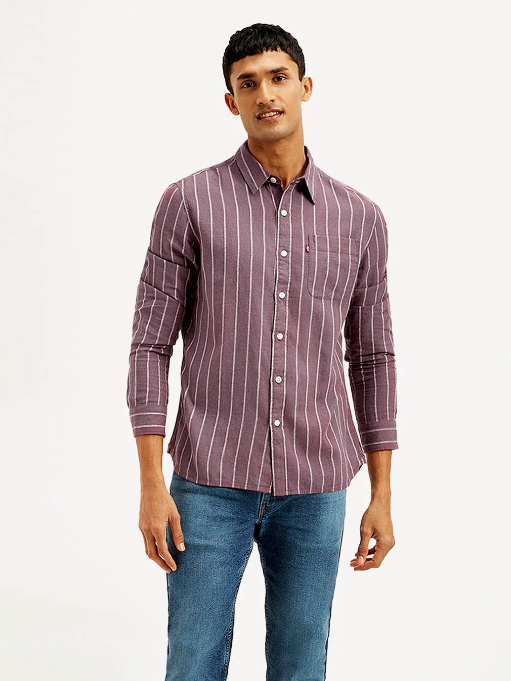 Men's Striped Slim Fit Linen Shirt - Image 2