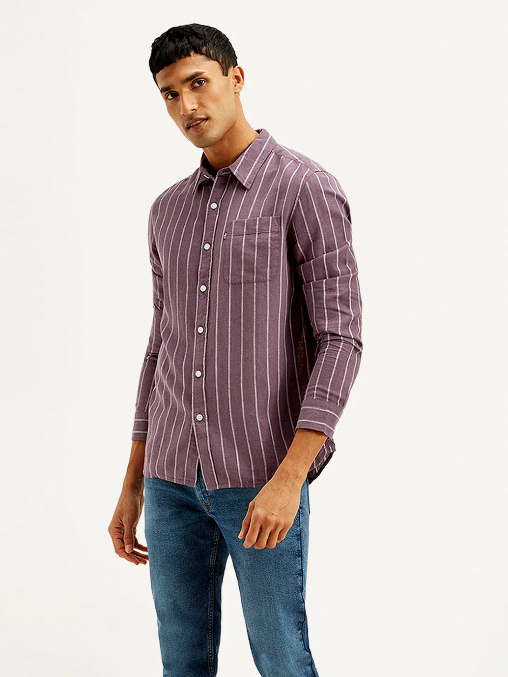 Men's Striped Slim Fit Linen Shirt - Image 5