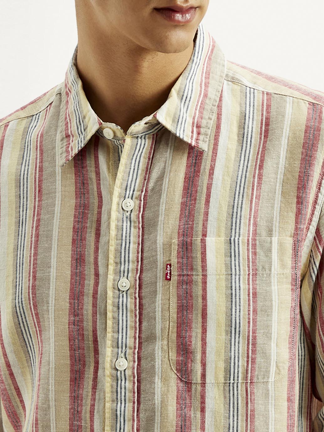 Men's Striped Slim Fit Linen Shirt - Image 4