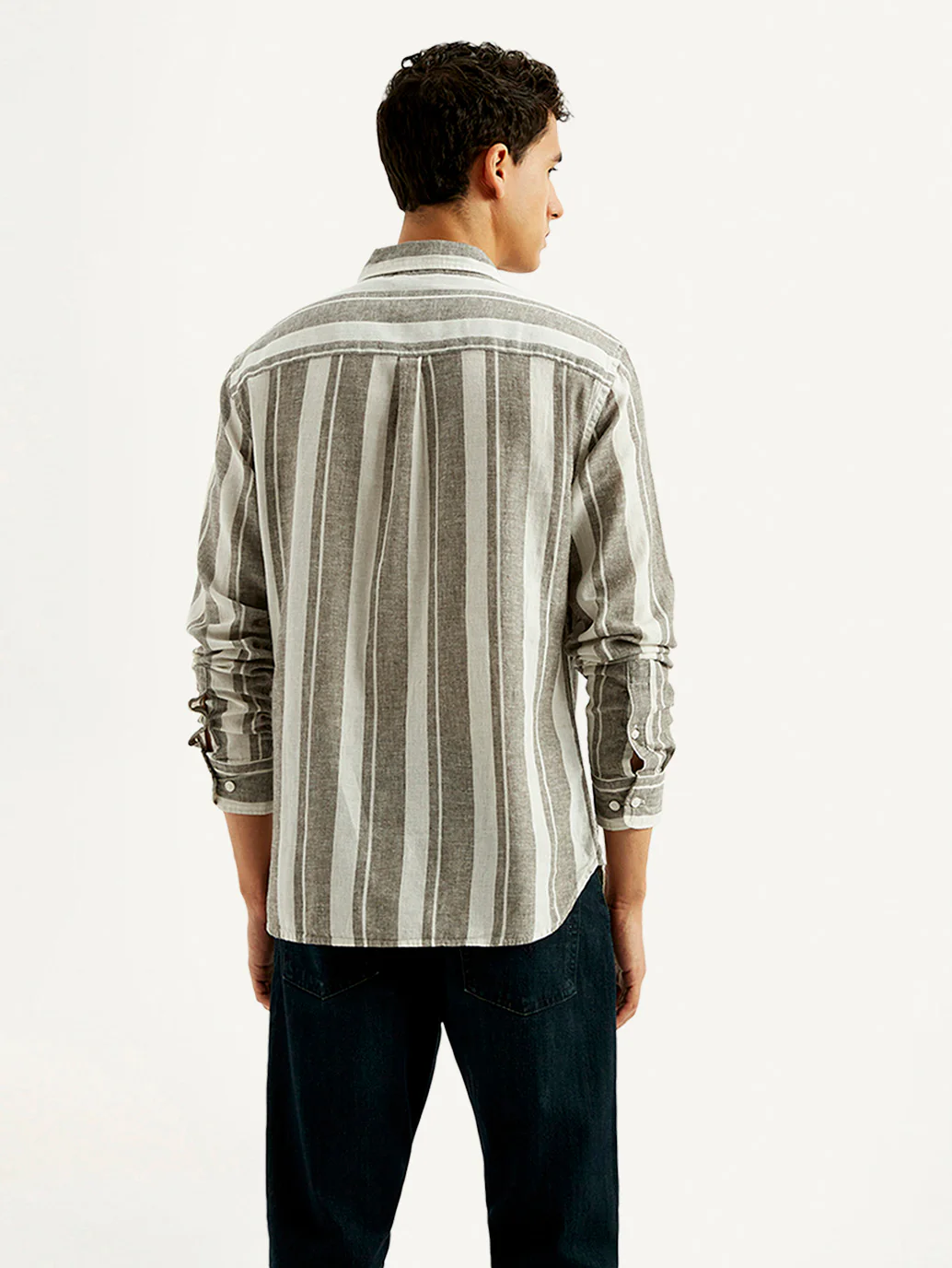 Men's Striped Slim Fit Linen Shirt - Image 3