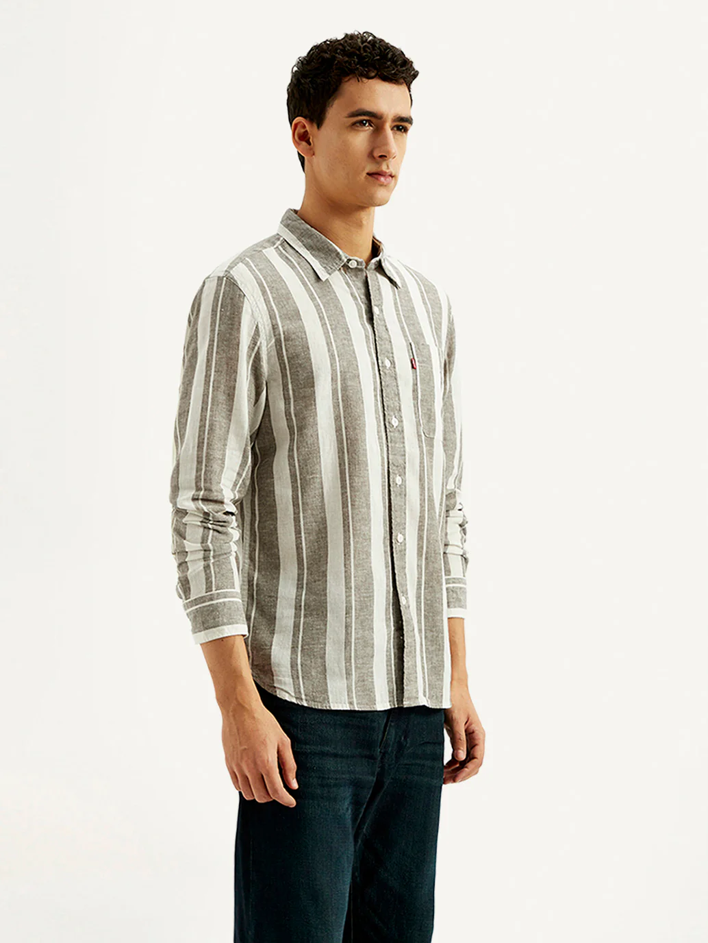 Men's Striped Slim Fit Linen Shirt - Image 4
