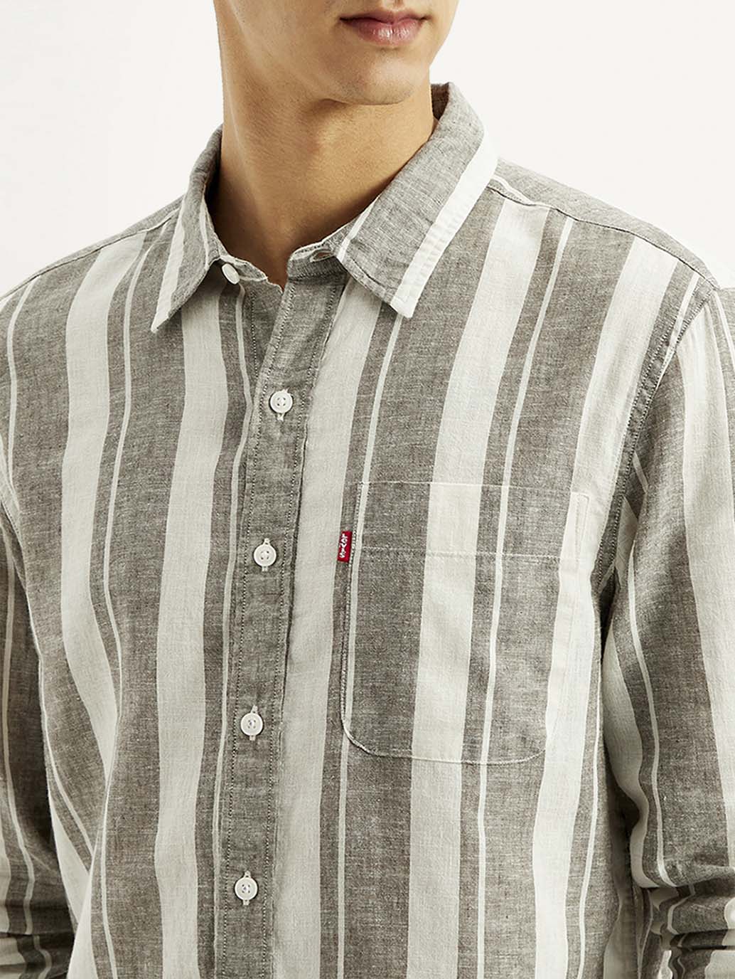 Men's Striped Slim Fit Linen Shirt - Image 5