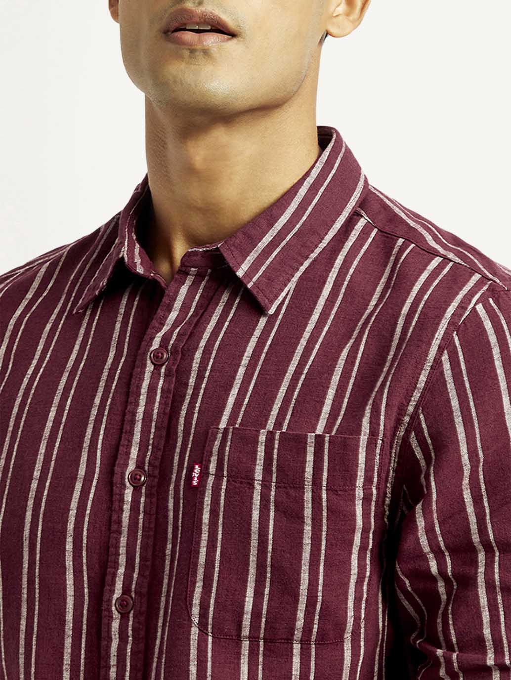Men's Striped Slim Fit Linen Shirt - Image 3