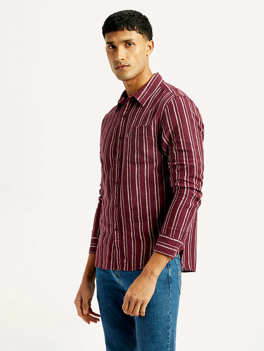 Men's Striped Slim Fit Linen Shirt - Image 4