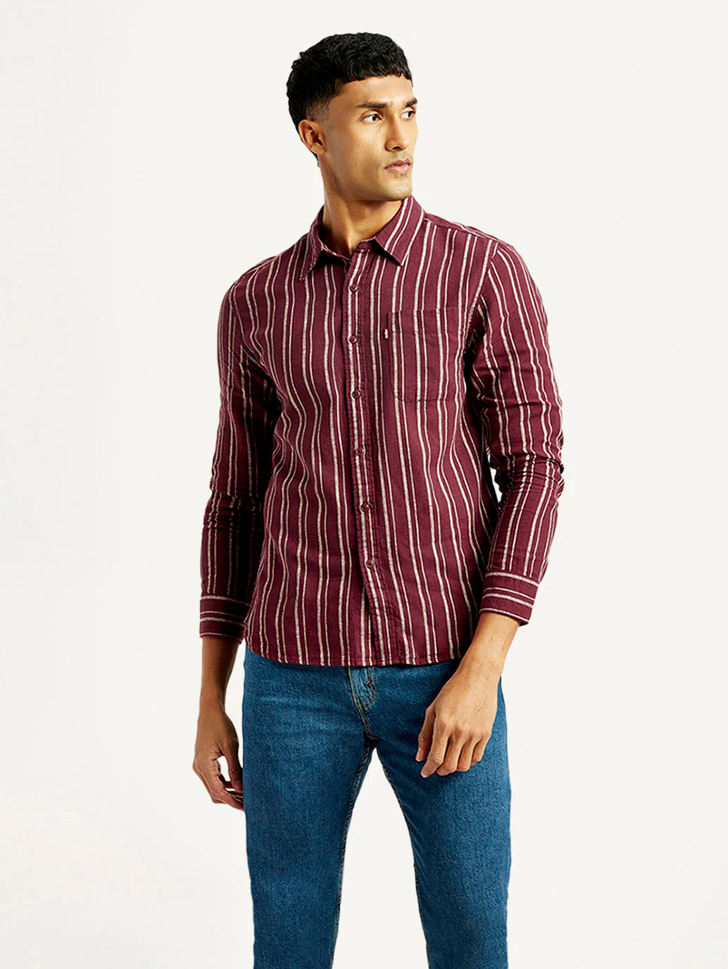 Men's Striped Slim Fit Linen Shirt - Image 5
