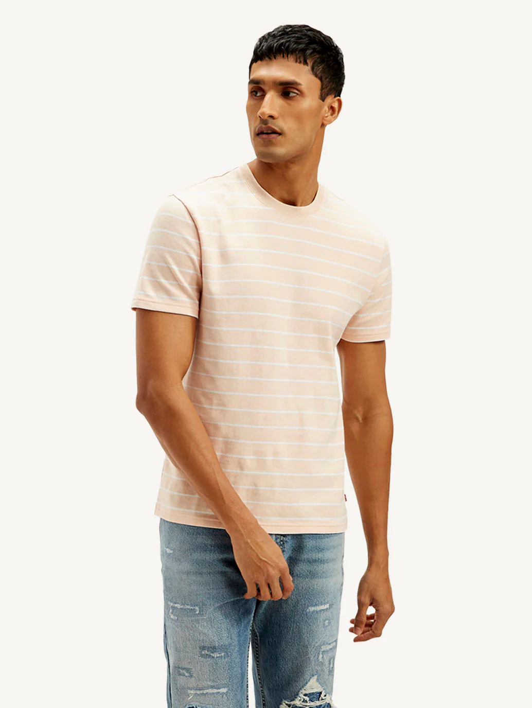 Men's Striped Slim Fit Linen T-shirt - Image 2