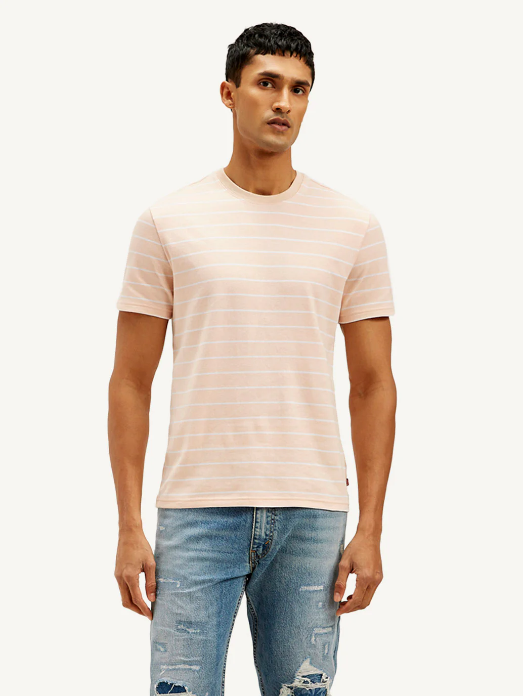 Men's Striped Slim Fit Linen T-shirt - Image 3